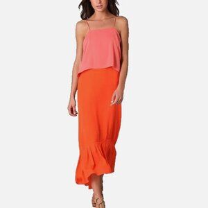 Diane von Furstenberg Elalia Silk Midi Dress Coral Orange Pink XS / 2